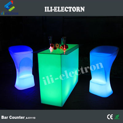 Tavolo da bar illuminato rettangolare impermeabile per giardino esterno