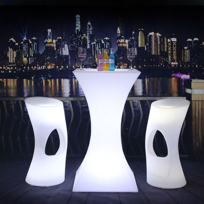 Moderno design quadrato Set alto bar cocktail bianco PE di plastica led luce tavolo da bar