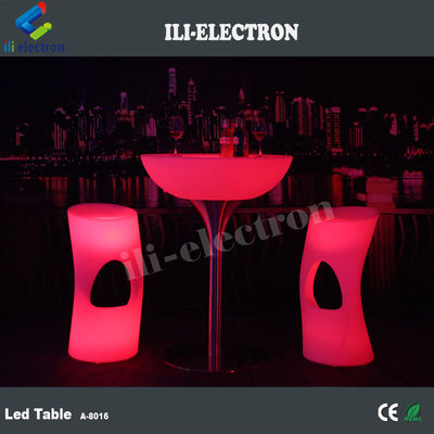 Elegante tavolo da bar a LED in plastica rotonda in PE ricaricabile/tavola da caffè a LED/tavola da notte