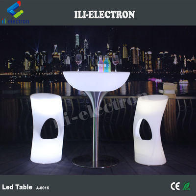 Elegante tavolo da bar a LED in plastica rotonda in PE ricaricabile/tavola da caffè a LED/tavola da notte