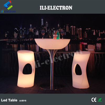 Elegante tavolo da bar a LED in plastica rotonda in PE ricaricabile/tavola da caffè a LED/tavola da notte