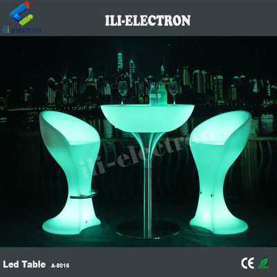 Elegante tavolo da bar a LED in plastica rotonda in PE ricaricabile/tavola da caffè a LED/tavola da notte