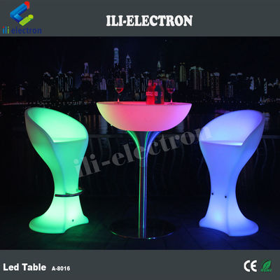 Elegante tavolo da bar a LED in plastica rotonda in PE ricaricabile/tavola da caffè a LED/tavola da notte