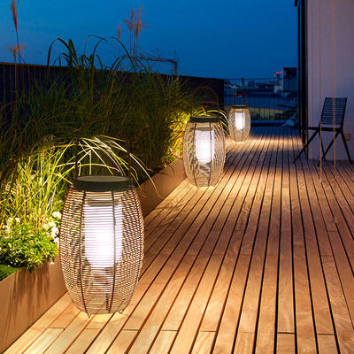 Lumi solari in rotino in alluminio tessuto Lanterna impermeabile per il paesaggio del giardino