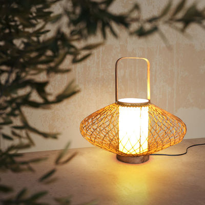 3500K Lampada da tavolo di bambù di rotino bianco caldo per il controllo degli interruttori della camera da letto