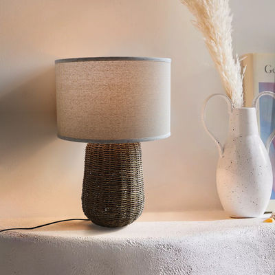 Lampada da tavolo di rotino sostenibile, Controllo della luce di bordo letto di rotino durevole