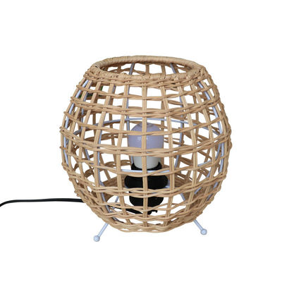 piccola lampada da tavolo a sfera creativa in rotino lampada da tavolo decorativa in rattan artificiale in rotino tessuto in camera da letto
