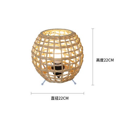 piccola lampada da tavolo a sfera creativa in rotino lampada da tavolo decorativa in rattan artificiale in rotino tessuto in camera da letto