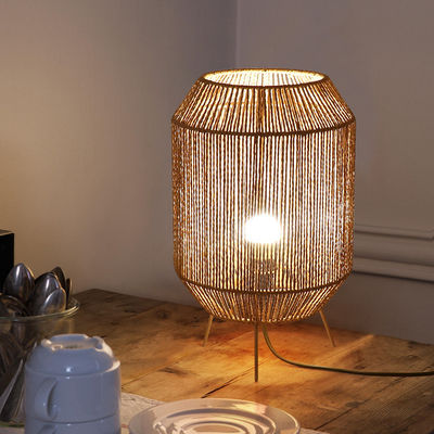 Lampada da tavolo in rotino, lampada da tavolo Wabi Sabi fatta a mano