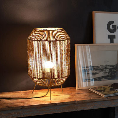 Lampada da tavolo in rotino, lampada da tavolo Wabi Sabi fatta a mano