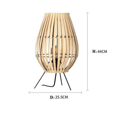 Lampada da letto per camera da letto in stile cinese, lampada per ambientazione in sala da tè, lampada da tavolo in bambù di rattan