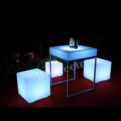 Tavolo da cocktail a luce a LED a prova d'acqua ricaricabile a forma quadrata con supporto in metallo