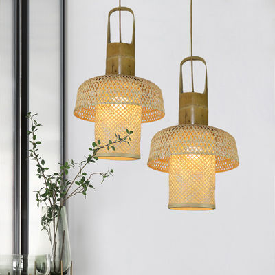 Lanterne cinesi di bambù appese Lampade lampadari di bambù tessuti