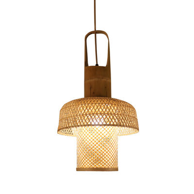 Lanterne cinesi di bambù appese Lampade lampadari di bambù tessuti