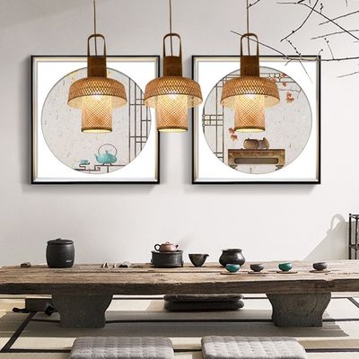 Lanterne cinesi di bambù appese Lampade lampadari di bambù tessuti