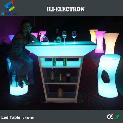 Tavolo da cocktail in plastica a LED in PE con modalità di illuminazione a stroboscopo e alimentato da una batteria al litio ricaricabile
