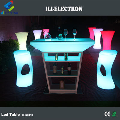Tavolo da cocktail in plastica a LED in PE con modalità di illuminazione a stroboscopo e alimentato da una batteria al litio ricaricabile
