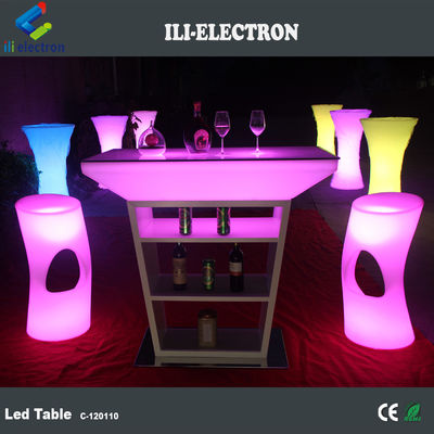 Tavolo da cocktail in plastica a LED in PE con modalità di illuminazione a stroboscopo e alimentato da una batteria al litio ricaricabile
