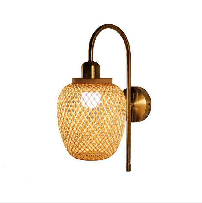 Nodic Woven Bambù Rattan Lampade da parete per la decorazione del soggiorno in camera da letto