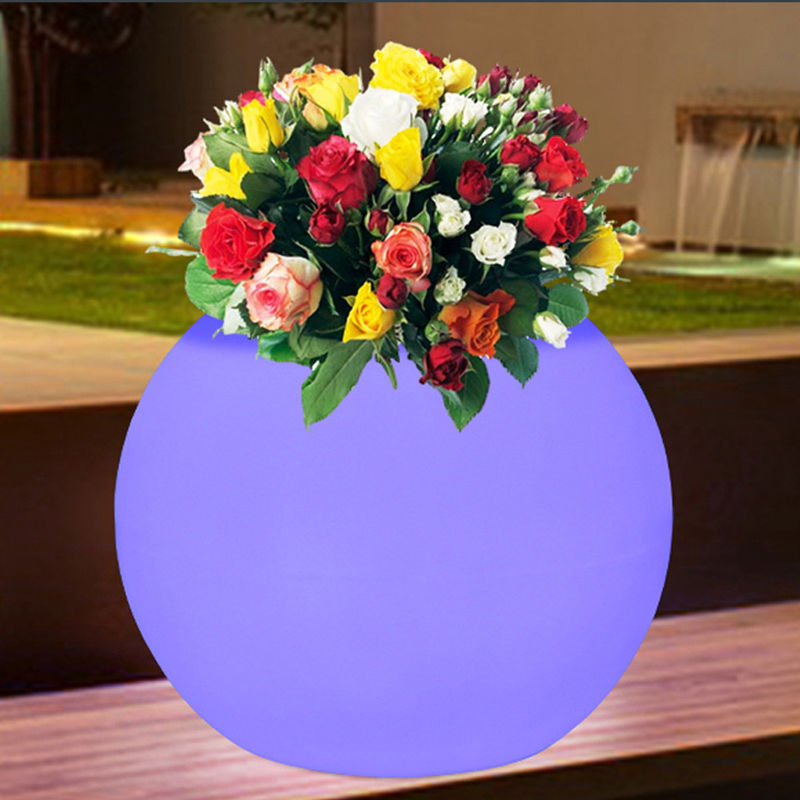 CE/ROHS 16 colori variabili pentole di fiori luminose di forma rotonda PE rivestito per la decorazione