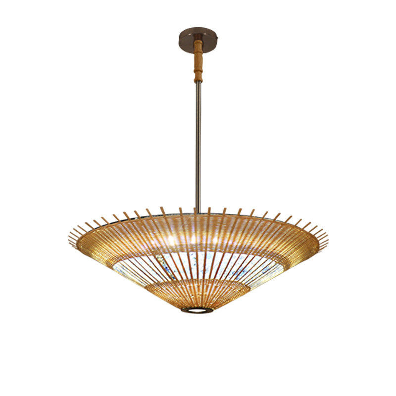 OEM pendente di bambù rotino forma ombrello luce per la decorazione della casa