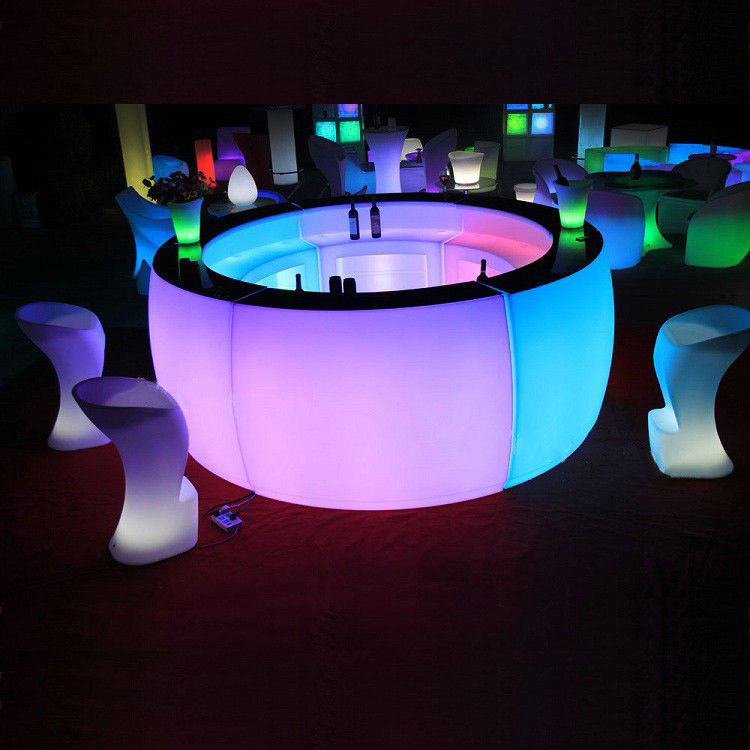 Certificato CE/ROHS barra rotonda portatile a led di plastica illuminata che cambia colore