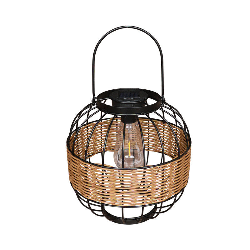 Lanterne da giardino in rattan impermeabili, luci solari in rattan per il balcone